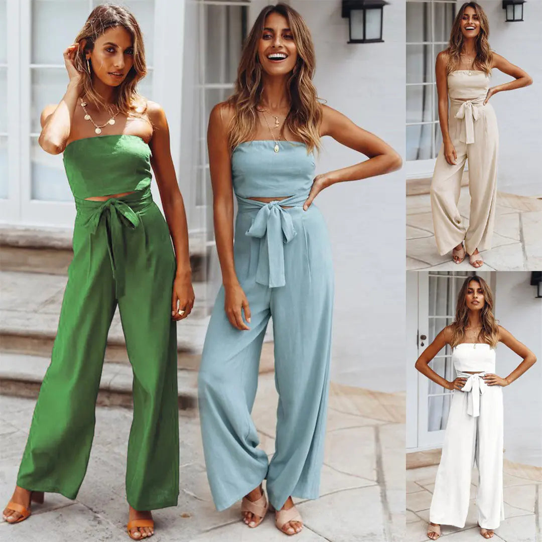 Mattea | Elegant Strapless Wide-Leg Jumpsuit for Women
