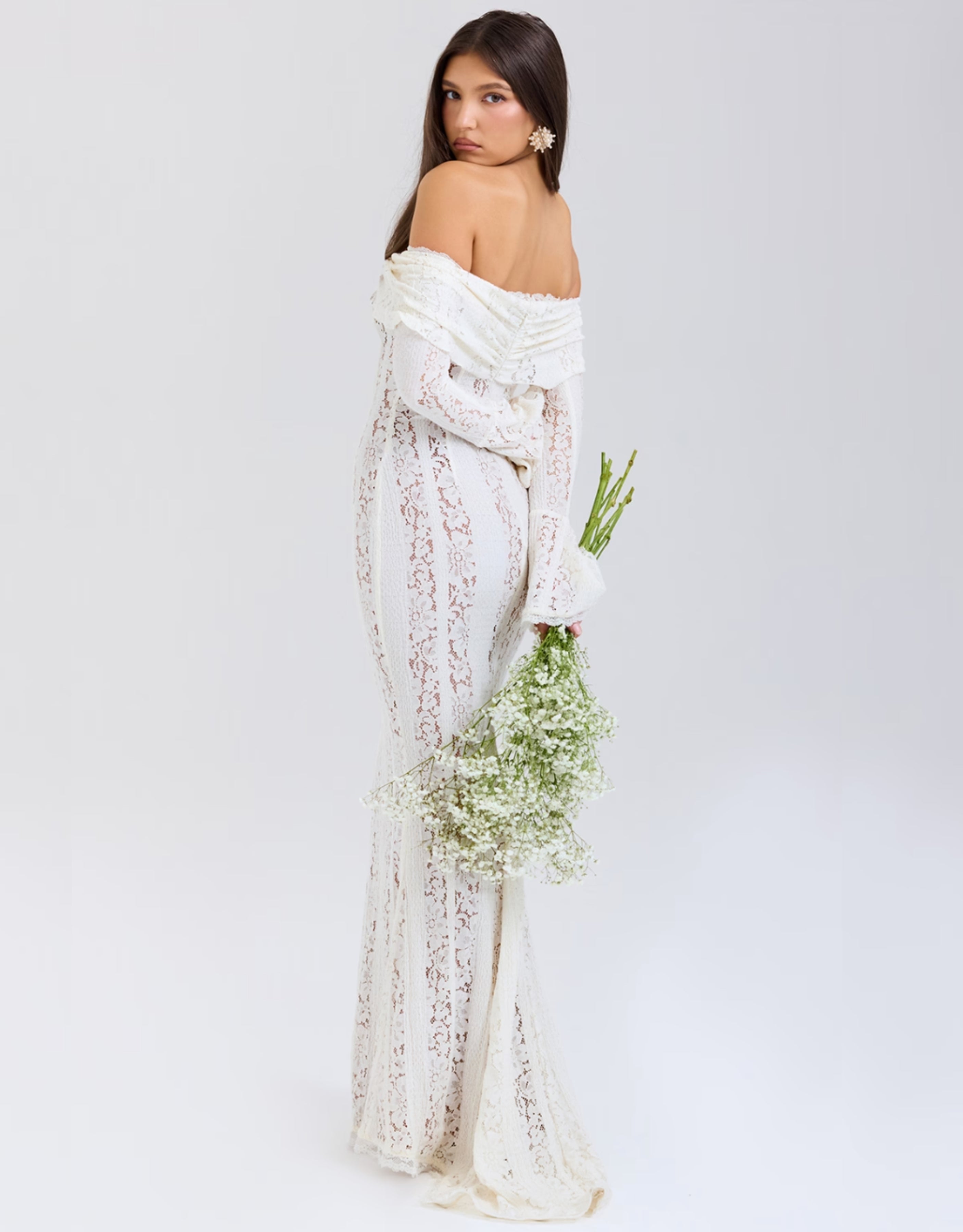 Erlinda Romantic Lace Off-Shoulder Women's Maxi Dress