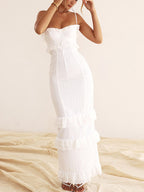 Albertine | Romantic Tiered Ruffle Eyelet Maxi Dress for Women