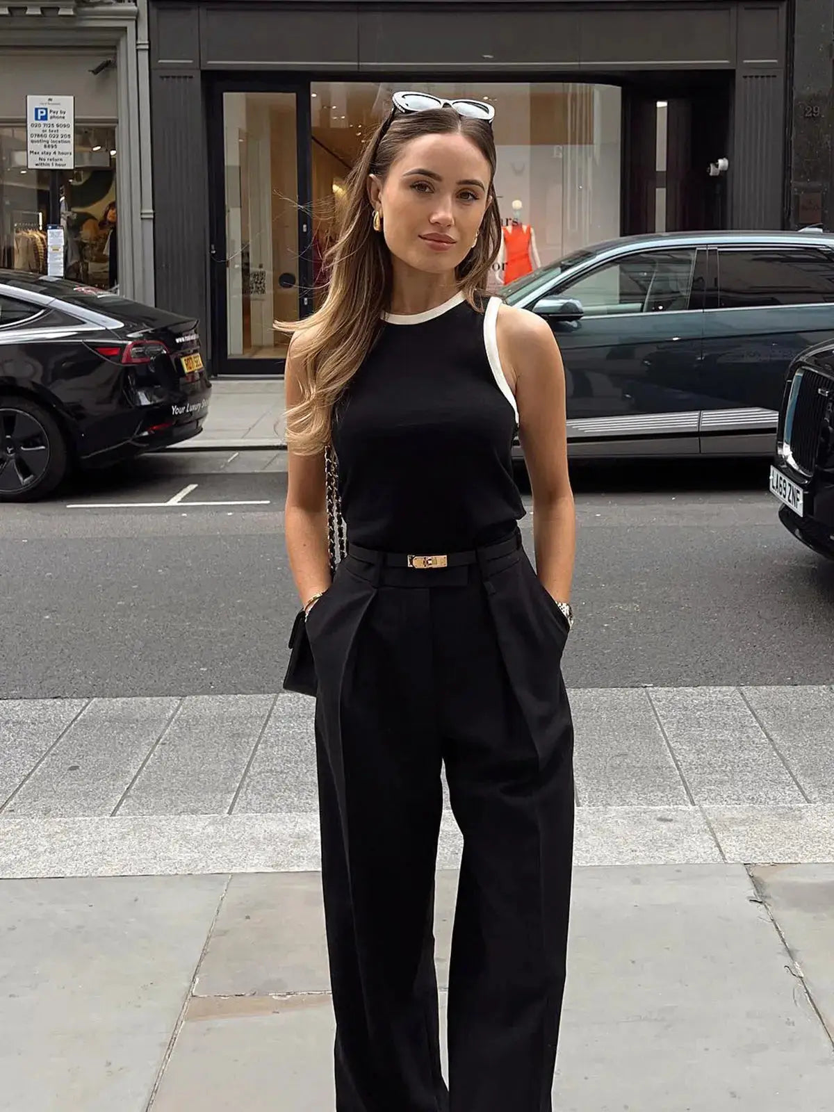 Tiffany | Elegant Contrasting Trim Tank Top for Adults