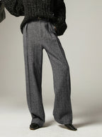 Serafina Herringbone Wide-Leg Trousers for Women