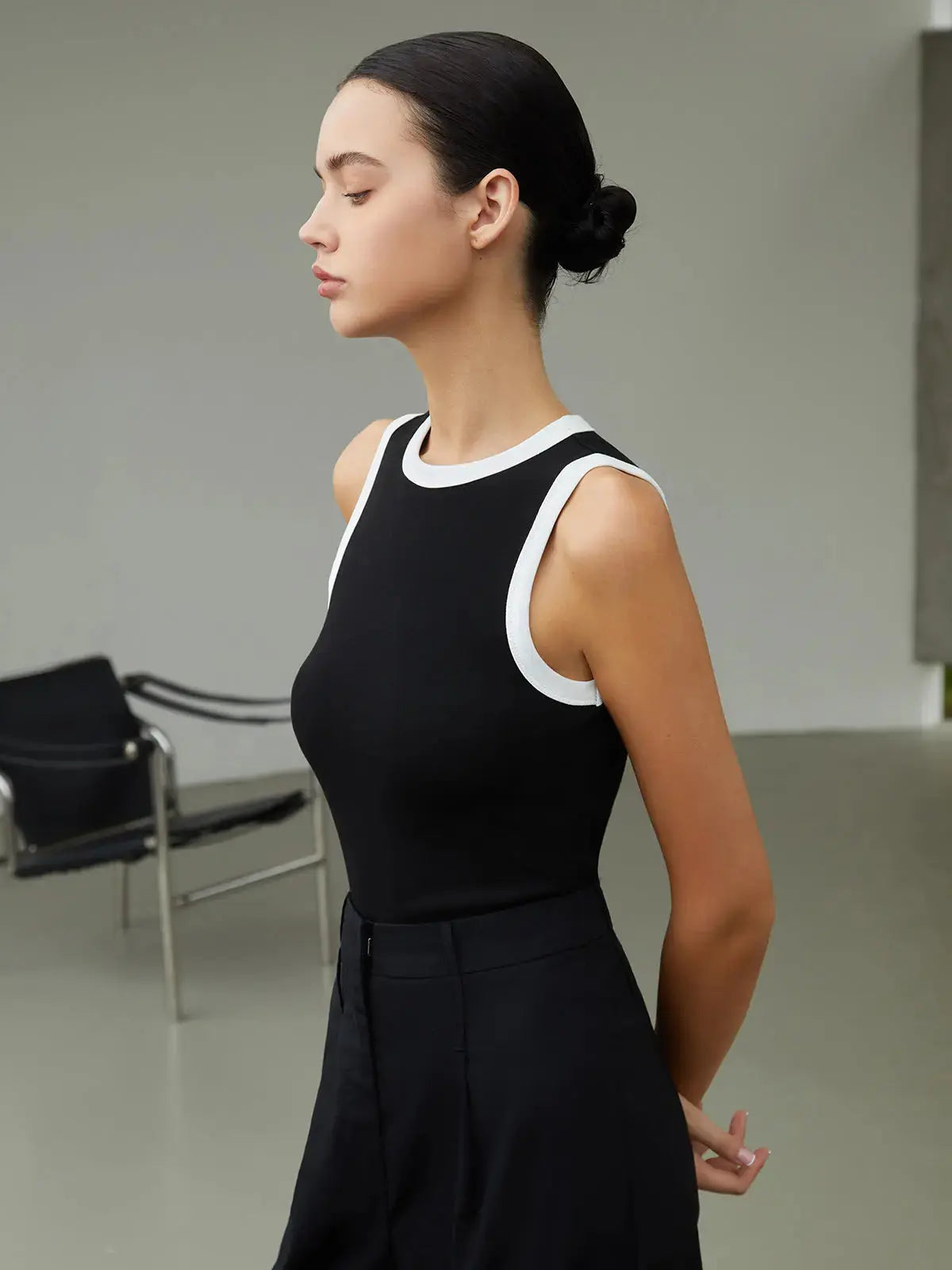 Tiffany | Elegant Contrasting Trim Tank Top for Adults