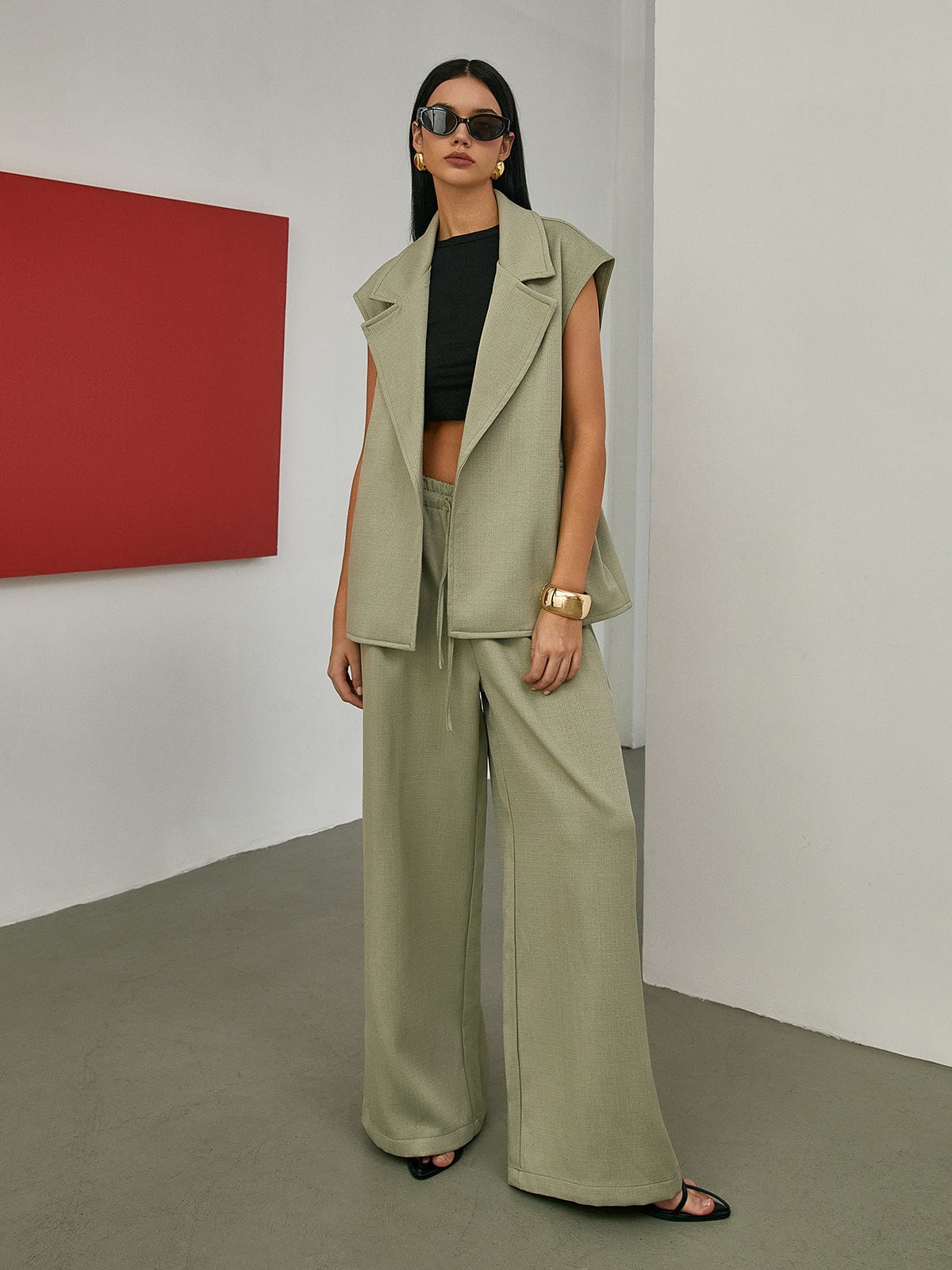 Mindy | Chic Women's Wrap-around Tie Waist Sleeveless Vest