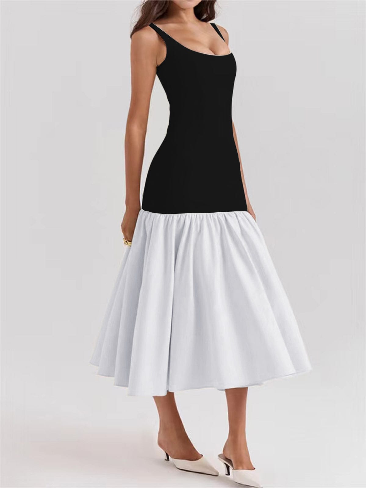 Sania | Elegant Women's Midi Dress with Voluminous Skirt