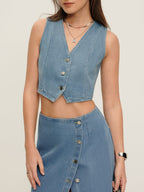 Enedina | Young Women's Denim Vest & Skirt Set