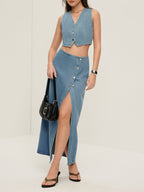 Enedina | Young Women's Denim Vest & Skirt Set