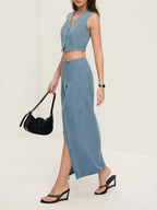 Enedina | Young Women's Denim Vest & Skirt Set
