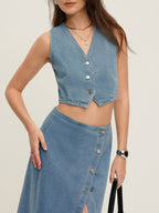 Enedina | Young Women's Denim Vest & Skirt Set