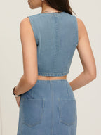 Enedina | Young Women's Denim Vest & Skirt Set