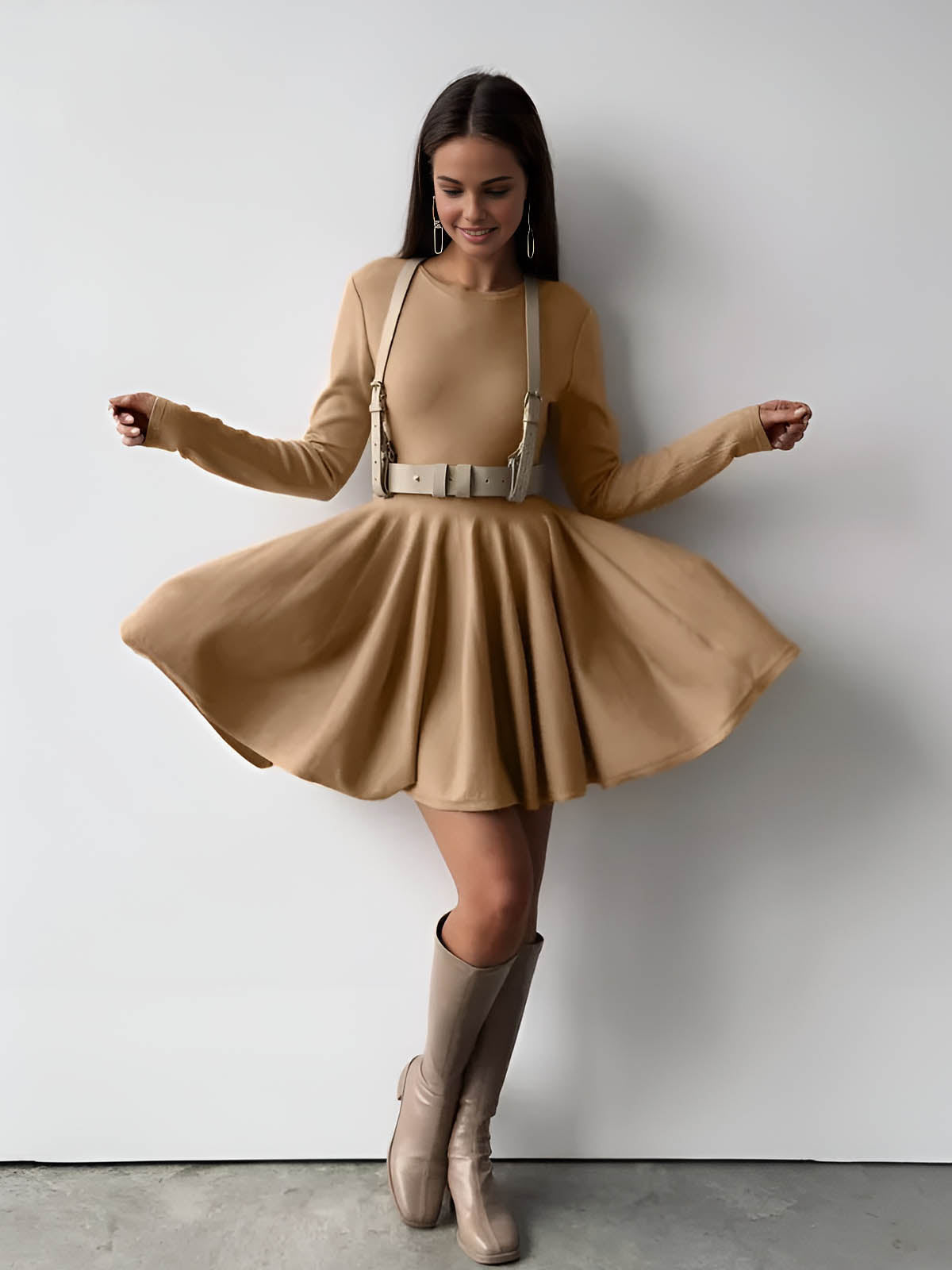 Cheyenne | Elegant Women's Long-Sleeve Flared Skirt Dress