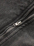 Lucianna | Women's Cropped Biker Denim Jacket with Asymmetrical Zip