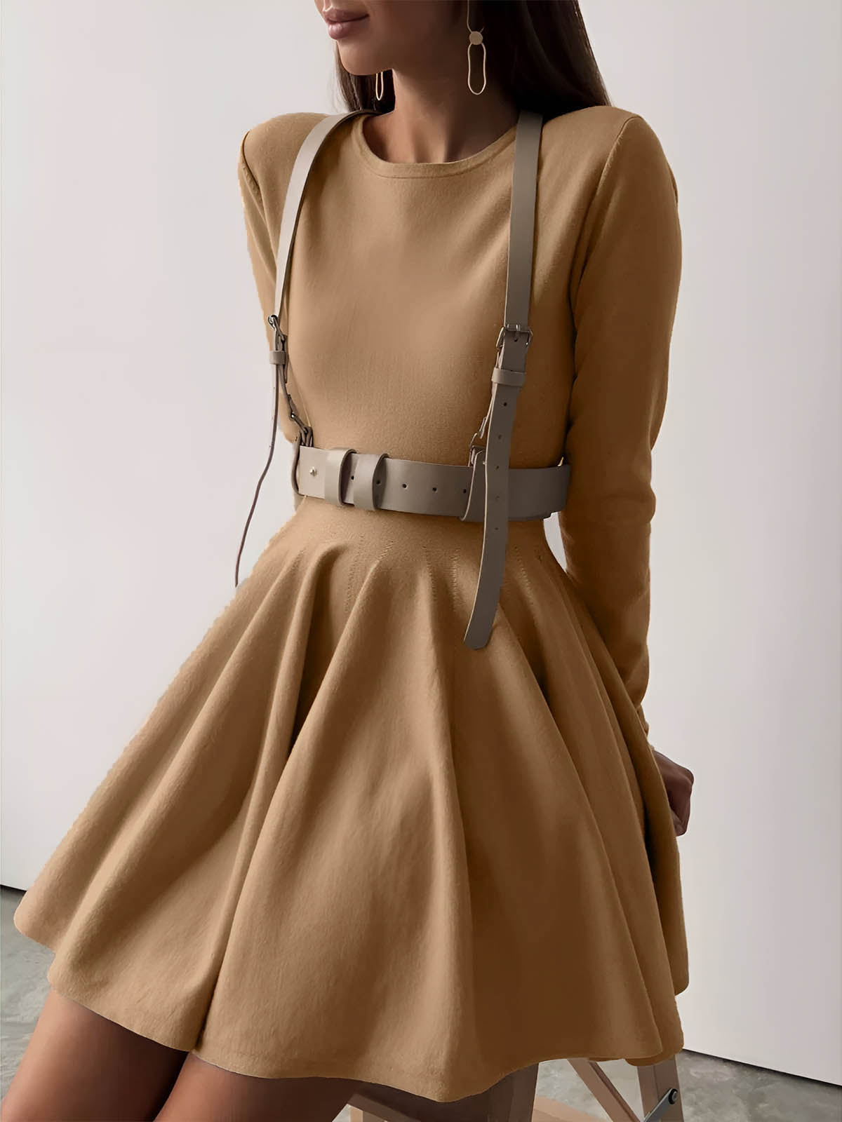 Cheyenne | Elegant Women's Long-Sleeve Flared Skirt Dress