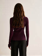 Tayla Ribbed Knit Polo Shirt | Women's Elegant Long Sleeve Top