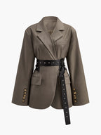 Hartley Oversized Blazer with Detachable Grommet Belt