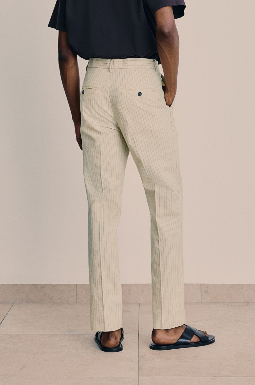 Jordyn Pinstripe Linen Blend Trousers | Men's Classic Fit