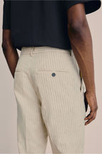 Jordyn Pinstripe Linen Blend Trousers | Men's Classic Fit