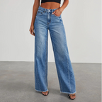 Marilu High-Waist Wide Leg Jeans with Frayed Hem for Women
