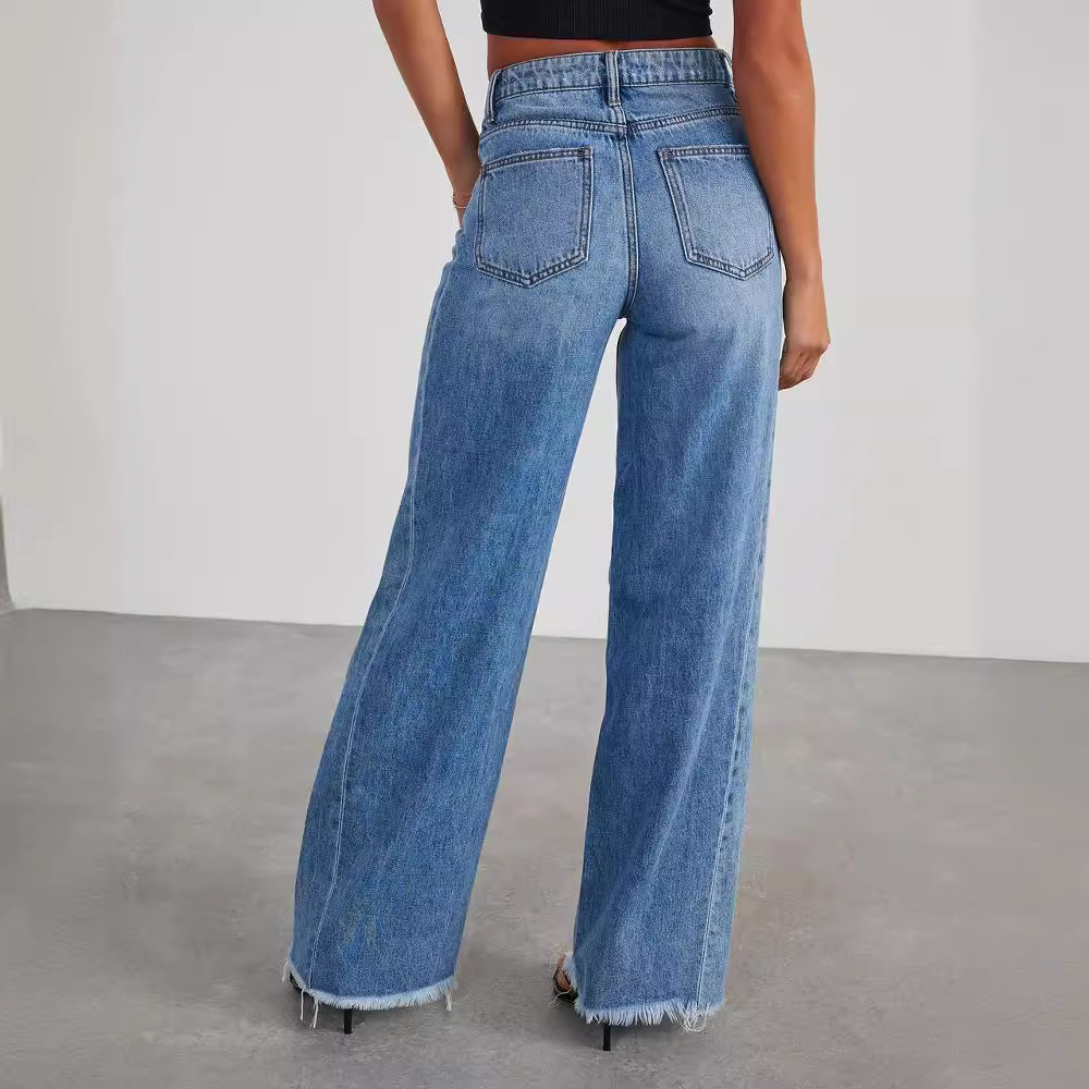 Marilu High-Waist Wide Leg Jeans with Frayed Hem for Women