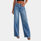 Marilu High-Waist Wide Leg Jeans with Frayed Hem for Women