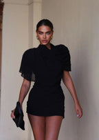 Audie Draped Mini Dress | Elegant Women's Evening Wear