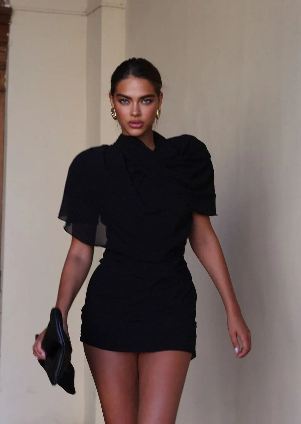 Audie Draped Mini Dress | Elegant Women's Evening Wear