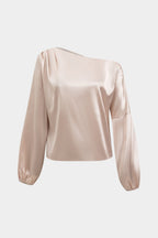 Aisha | Elegant Women's One-Shoulder Satin Blouse
