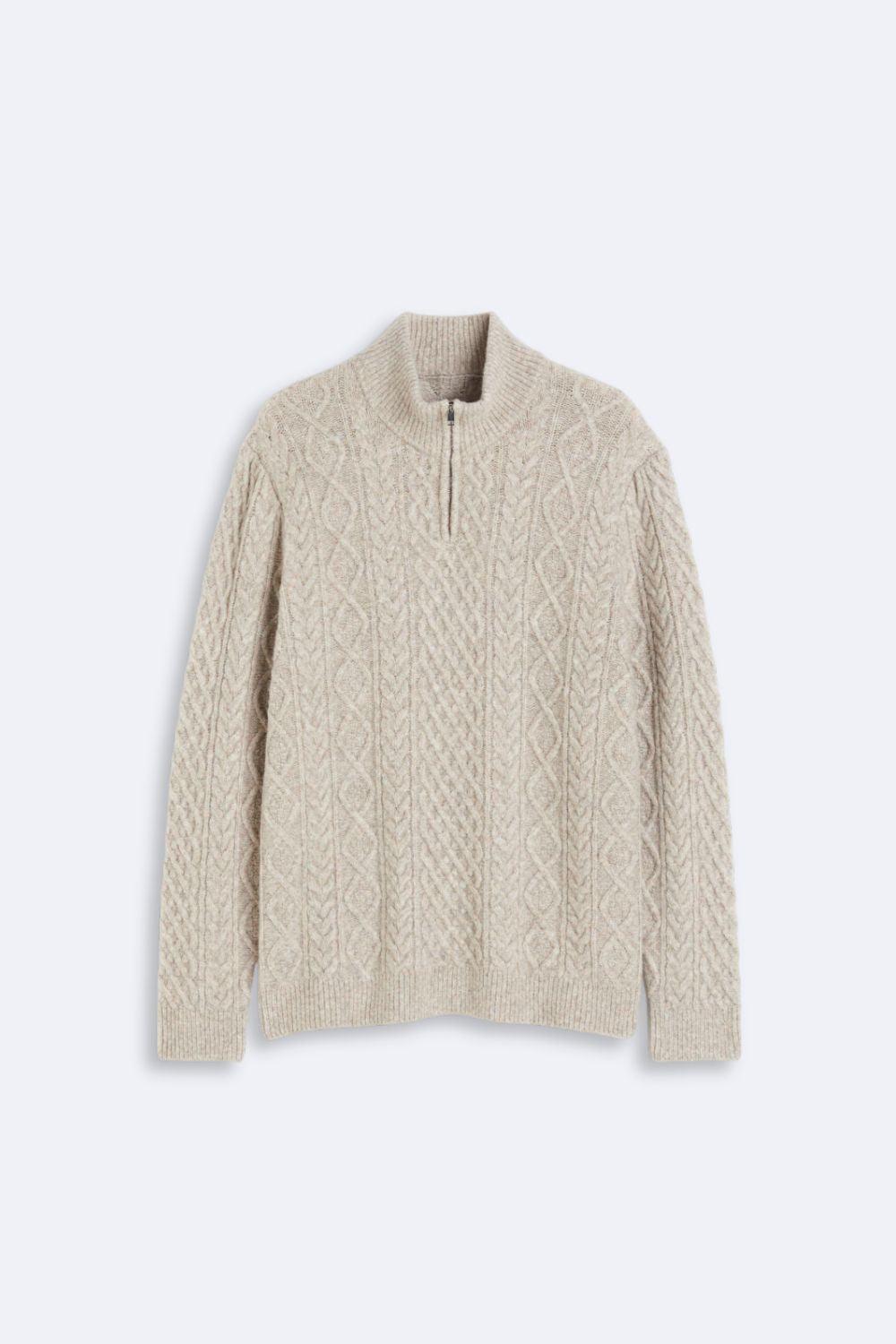 Raleigh Cable-Knit Quarter-Zip Sweater for Men