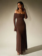 Khloe | Glamorous Off-Shoulder Glitter Maxi Dress for Women