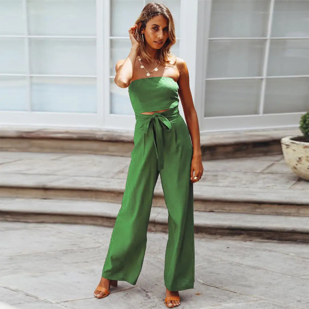 Mattea | Elegant Strapless Wide-Leg Jumpsuit for Women