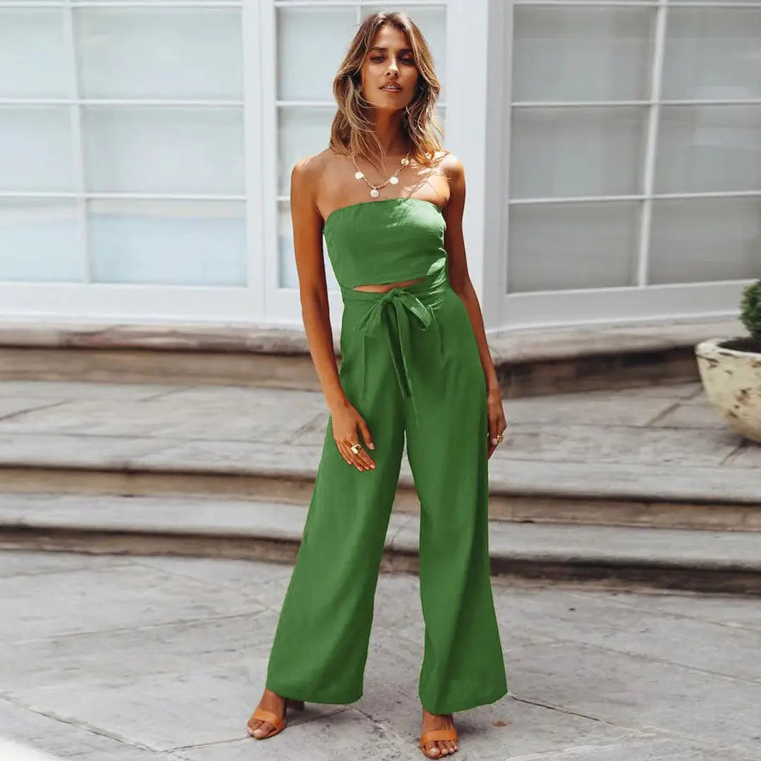 Mattea | Elegant Strapless Wide-Leg Jumpsuit for Women