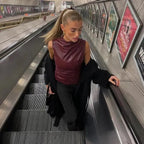 Myka | Women's Edgy Faux Leather Draped Top