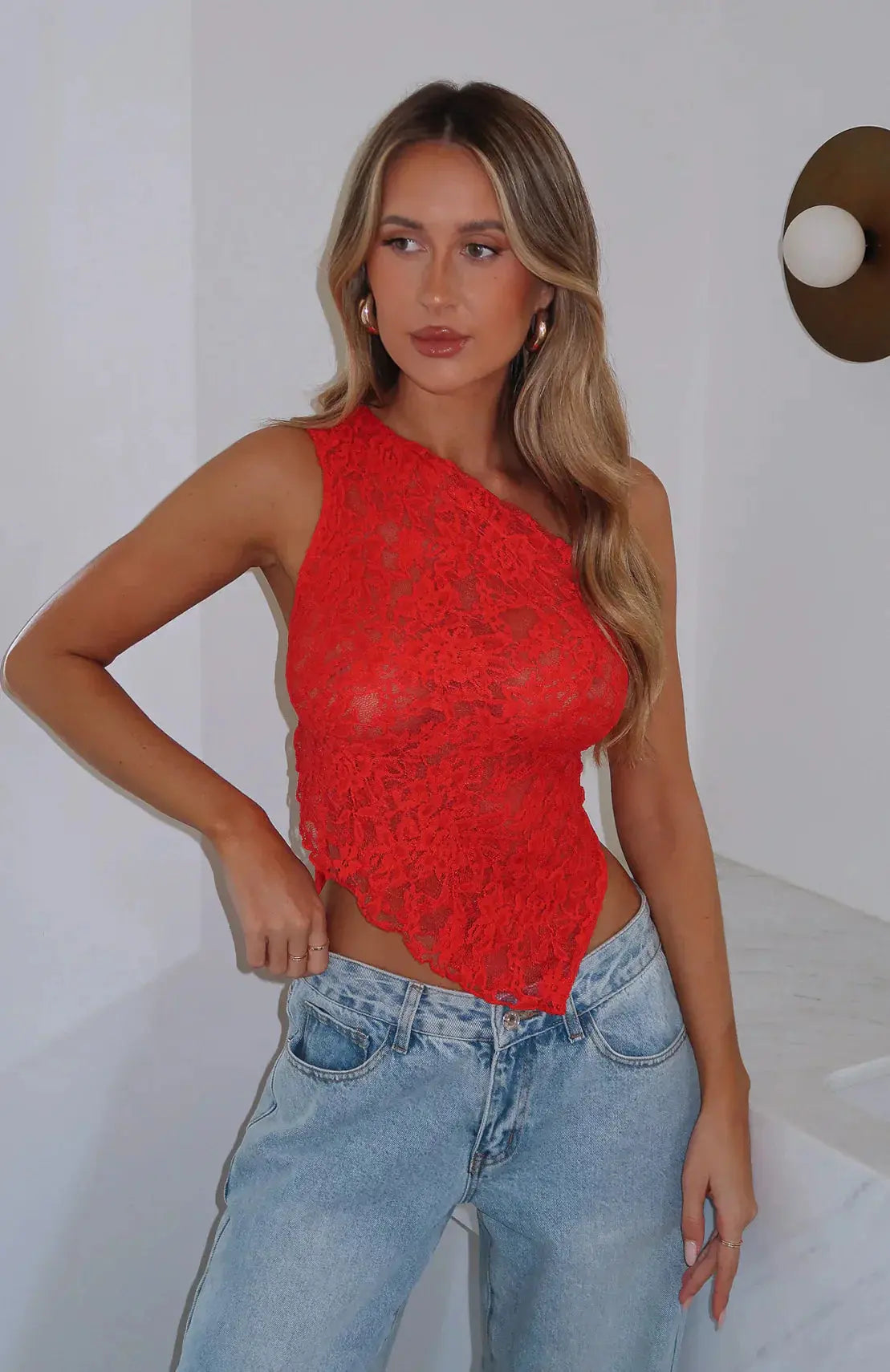 Ariane | Women's One-Shoulder Lace Top