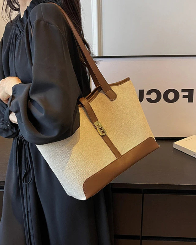 Janyce | Elegant Women's Canvas & Faux Leather Tote Bag