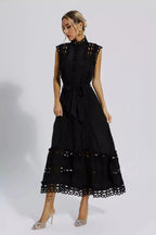 Elvina | Elegant Laser-Cut Women's Midi Dress