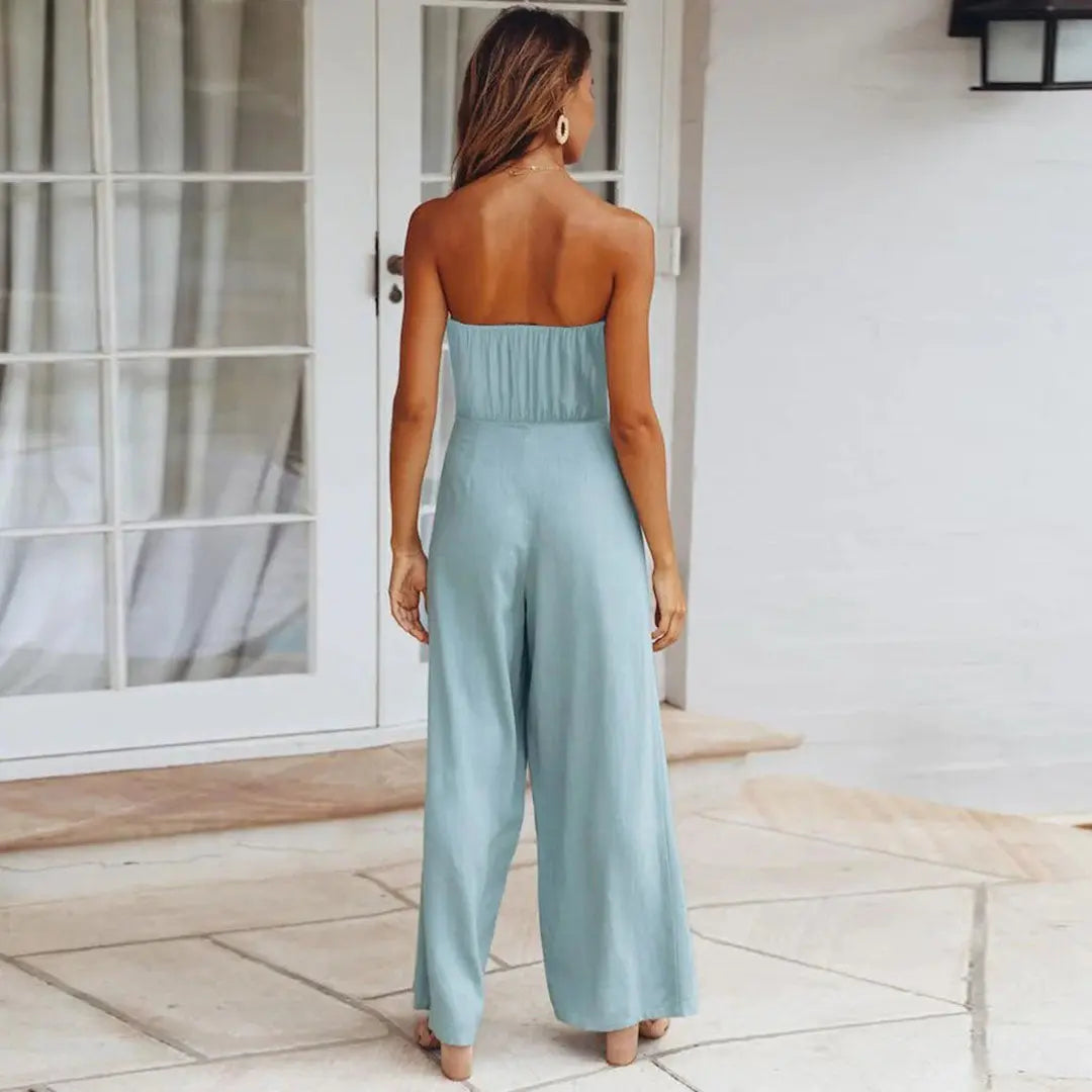 Mattea | Elegant Strapless Wide-Leg Jumpsuit for Women