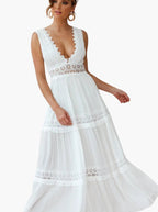 Carolee | Women's Boho Lace V-Neck Maxi Dress