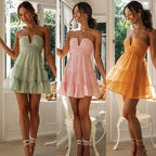 Priya | Women's Tiered Ruffle Halterneck Mini Dress