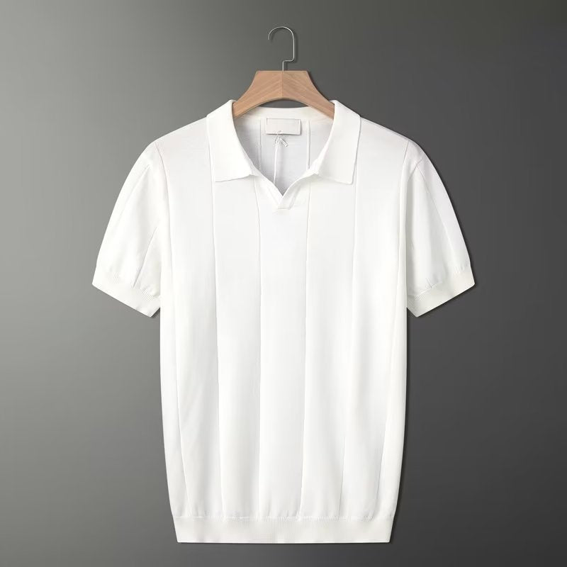 Masiah | Men's Ribbed Knit Polo Shirt