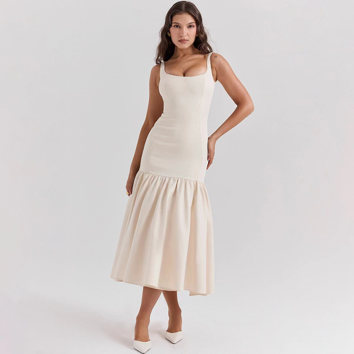 Sania | Elegant Women's Midi Dress with Voluminous Skirt