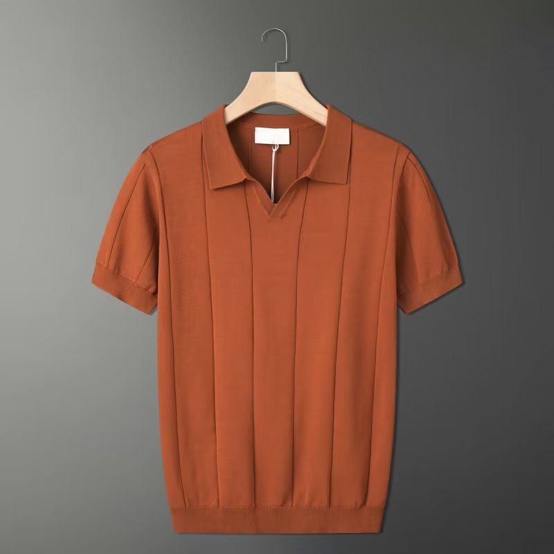 Masiah | Men's Ribbed Knit Polo Shirt