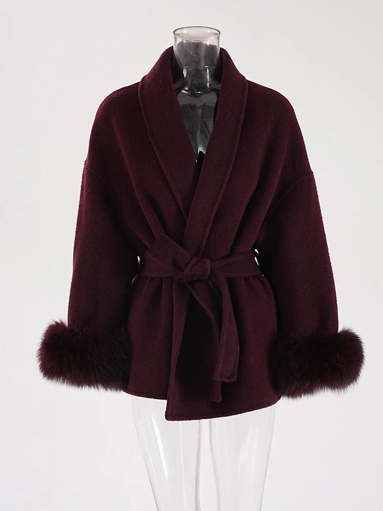 Raina Faux-Fur Trimmed Wool Blend Jacket for Women