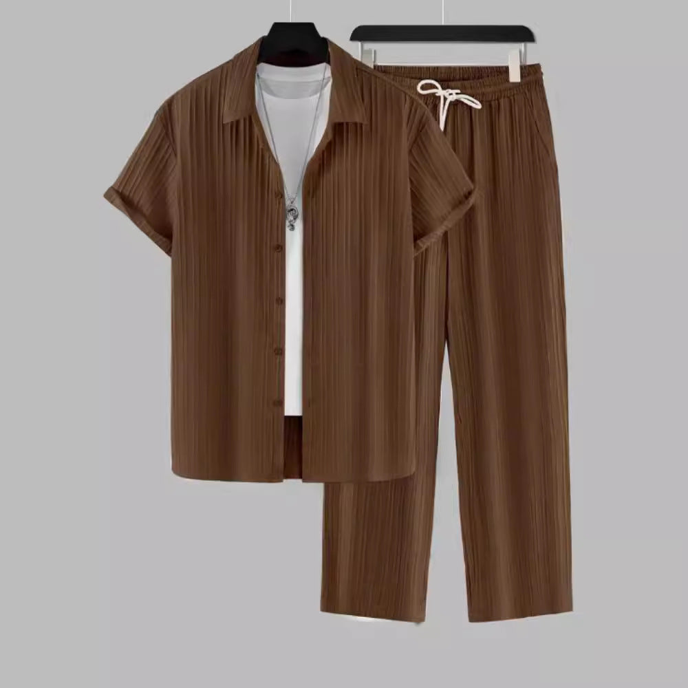 Ace Men's Vertical Pinstripe Matching Set | Effortless Resort Style