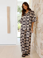 Sindy | Women's Checkerboard Shell Print Pajama Set
