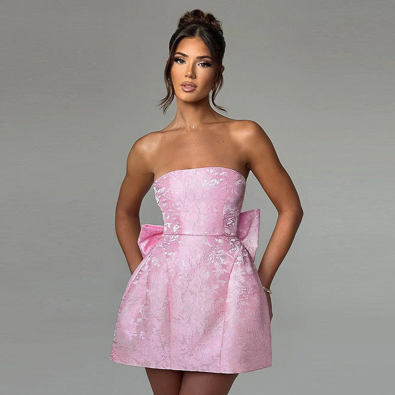 Eugenia Strapless Brocade Mini Dress | Elegant Women's Party Wear