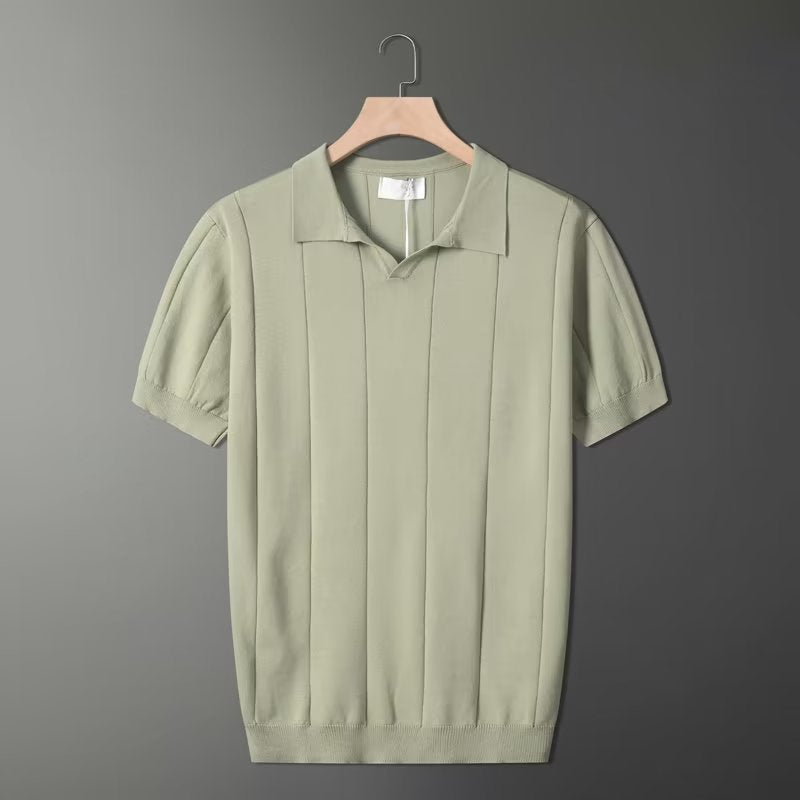 Masiah | Men's Ribbed Knit Polo Shirt