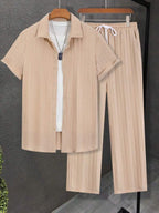 Ace Men's Vertical Pinstripe Matching Set | Effortless Resort Style