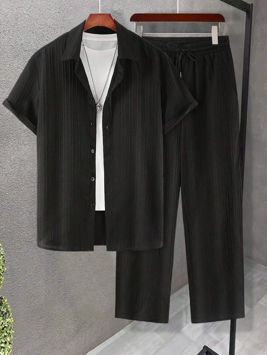 Ace Men's Vertical Pinstripe Matching Set | Effortless Resort Style