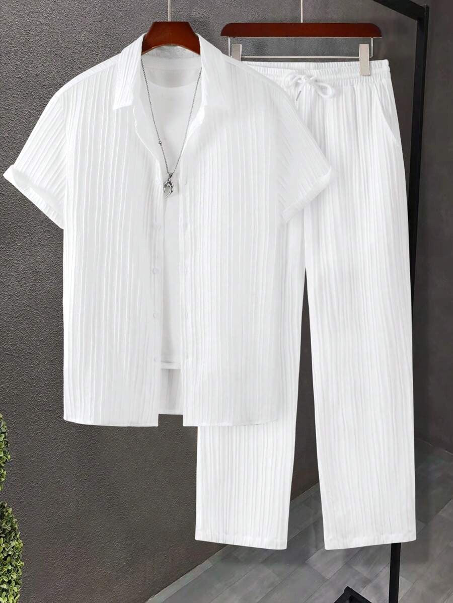 Ace Men's Vertical Pinstripe Matching Set | Effortless Resort Style