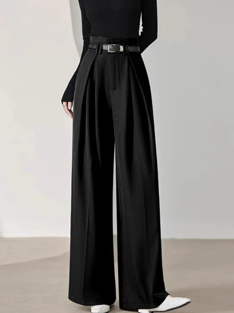 Kristen | Elegant High-Waisted Wide-Leg Women's Trousers