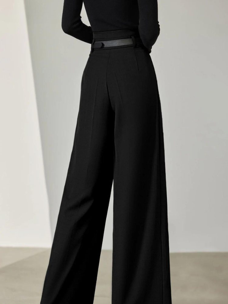 Kristen | Elegant High-Waisted Wide-Leg Women's Trousers